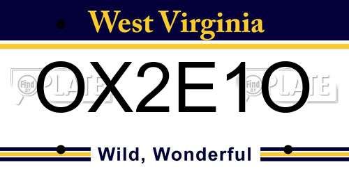 OX2E1O West Virginia License Plate
