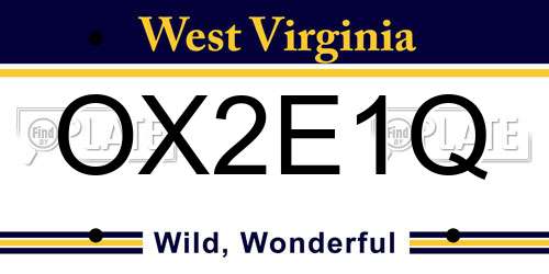 OX2E1Q West Virginia License Plate
