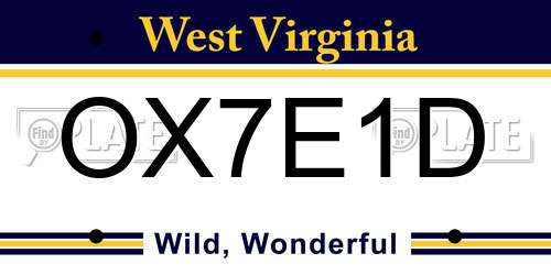 OX7E1D West Virginia License Plate