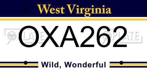 OXA262 West Virginia License Plate