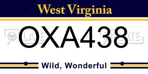 OXA438 West Virginia License Plate