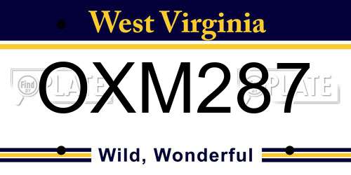 OXM287 West Virginia License Plate