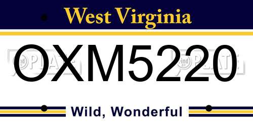 OXM5220 West Virginia License Plate