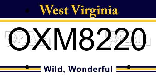 OXM8220 West Virginia License Plate