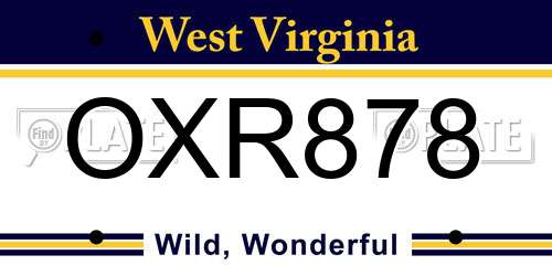 OXR878 West Virginia License Plate