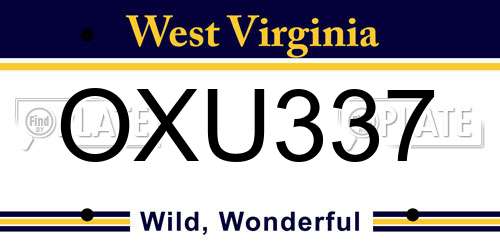 OXU337 West Virginia License Plate