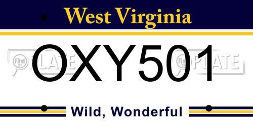 OXY501 West Virginia License Plate