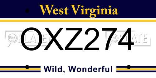 OXZ274 West Virginia License Plate