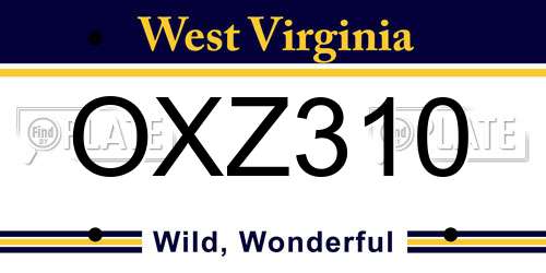 OXZ310 West Virginia License Plate