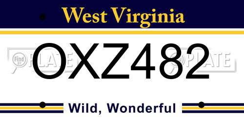 OXZ482 West Virginia License Plate