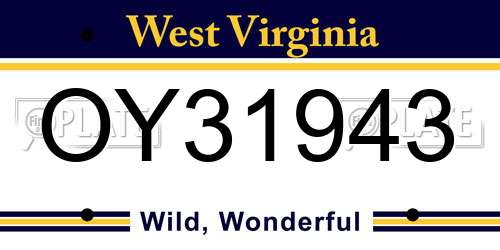 OY31943 West Virginia License Plate