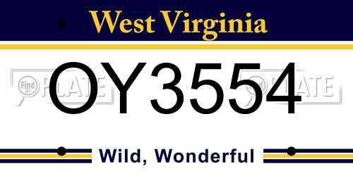 OY3554 West Virginia License Plate