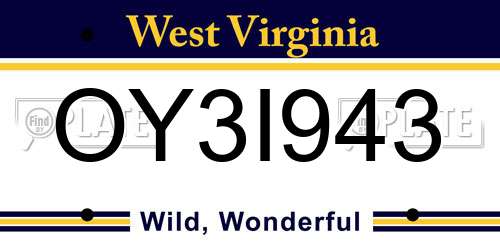 OY3I943 West Virginia License Plate