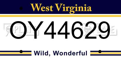 OY44629 West Virginia License Plate