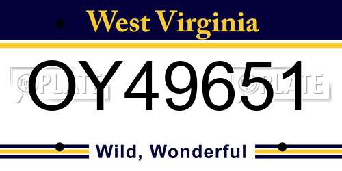 OY49651 West Virginia License Plate