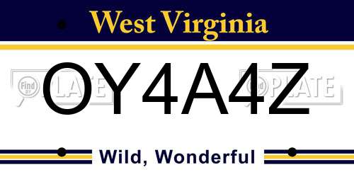 OY4A4Z West Virginia License Plate