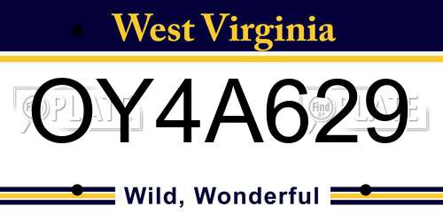 OY4A629 West Virginia License Plate