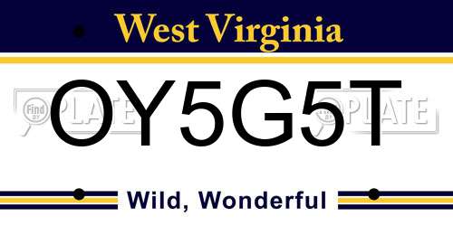 OY5G5T West Virginia License Plate
