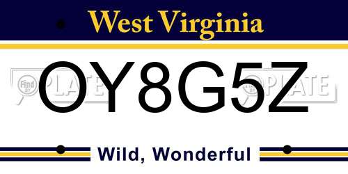 OY8G5Z West Virginia License Plate