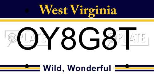 OY8G8T West Virginia License Plate