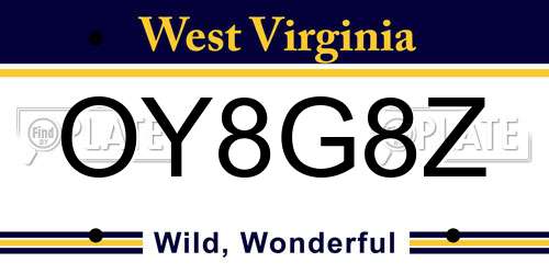 OY8G8Z West Virginia License Plate