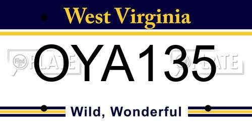 OYA135 West Virginia License Plate