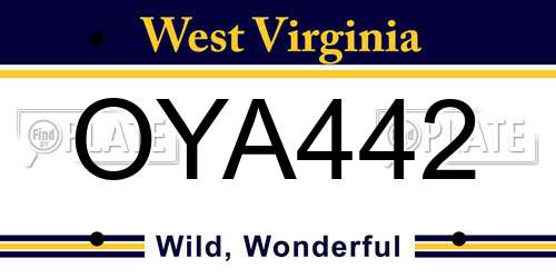 OYA442 West Virginia License Plate
