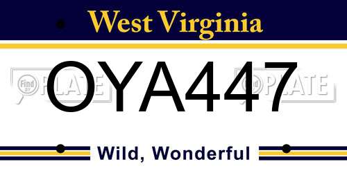 OYA447 West Virginia License Plate