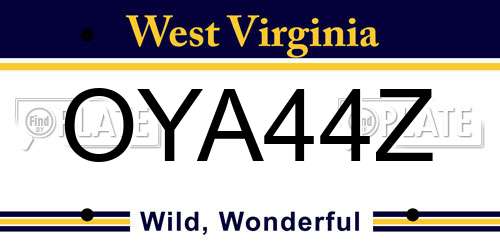 OYA44Z West Virginia License Plate