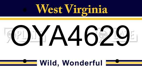OYA4629 West Virginia License Plate