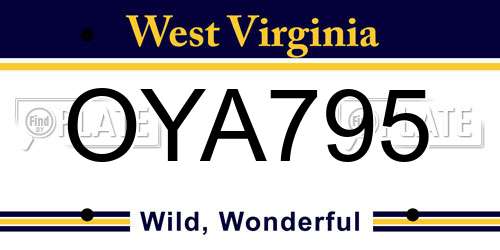 OYA795 West Virginia License Plate