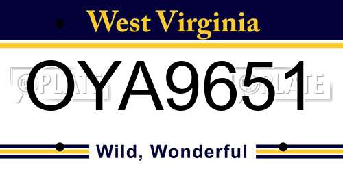 OYA9651 West Virginia License Plate
