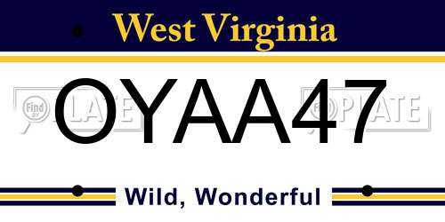 OYAA47 West Virginia License Plate