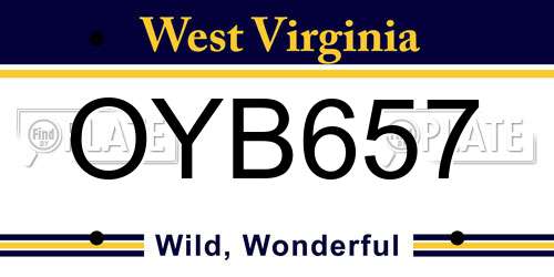 OYB657 West Virginia License Plate