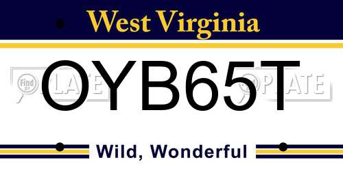 OYB65T West Virginia License Plate