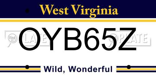OYB65Z West Virginia License Plate