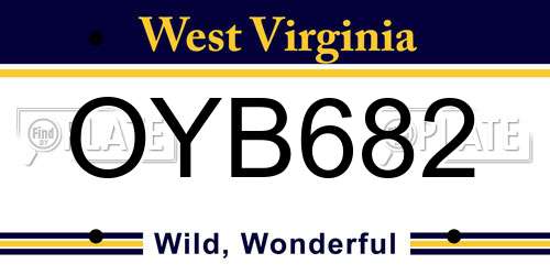 OYB682 West Virginia License Plate