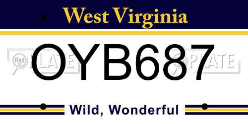OYB687 West Virginia License Plate