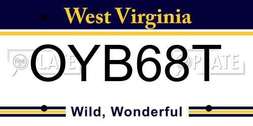 OYB68T West Virginia License Plate