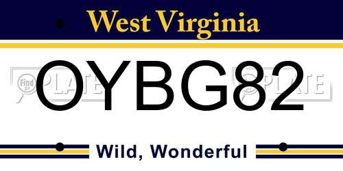 OYBG82 West Virginia License Plate