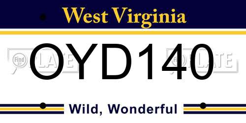 OYD140 West Virginia License Plate