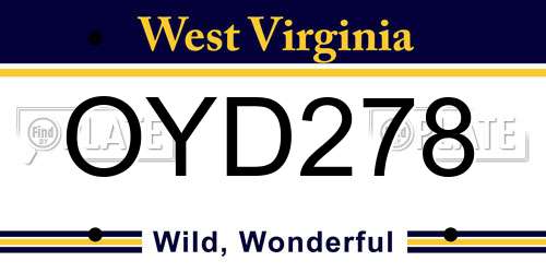 OYD278 West Virginia License Plate