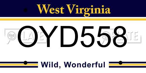 OYD558 West Virginia License Plate
