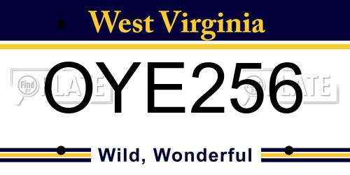 OYE256 West Virginia License Plate