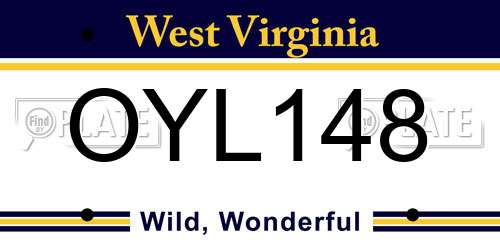 OYL148 West Virginia License Plate