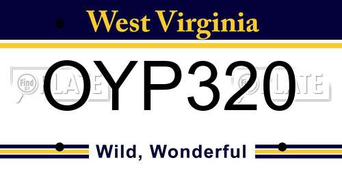 OYP320 West Virginia License Plate