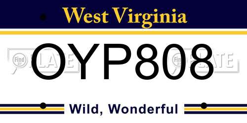OYP808 West Virginia License Plate