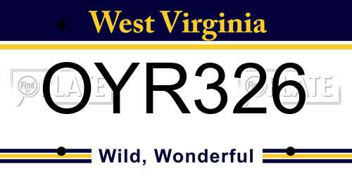 OYR326 West Virginia License Plate