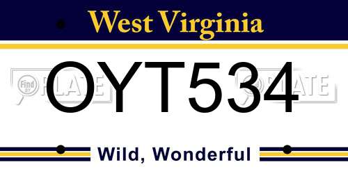 OYT534 West Virginia License Plate