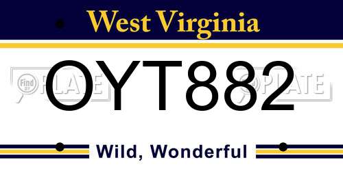 OYT882 West Virginia License Plate